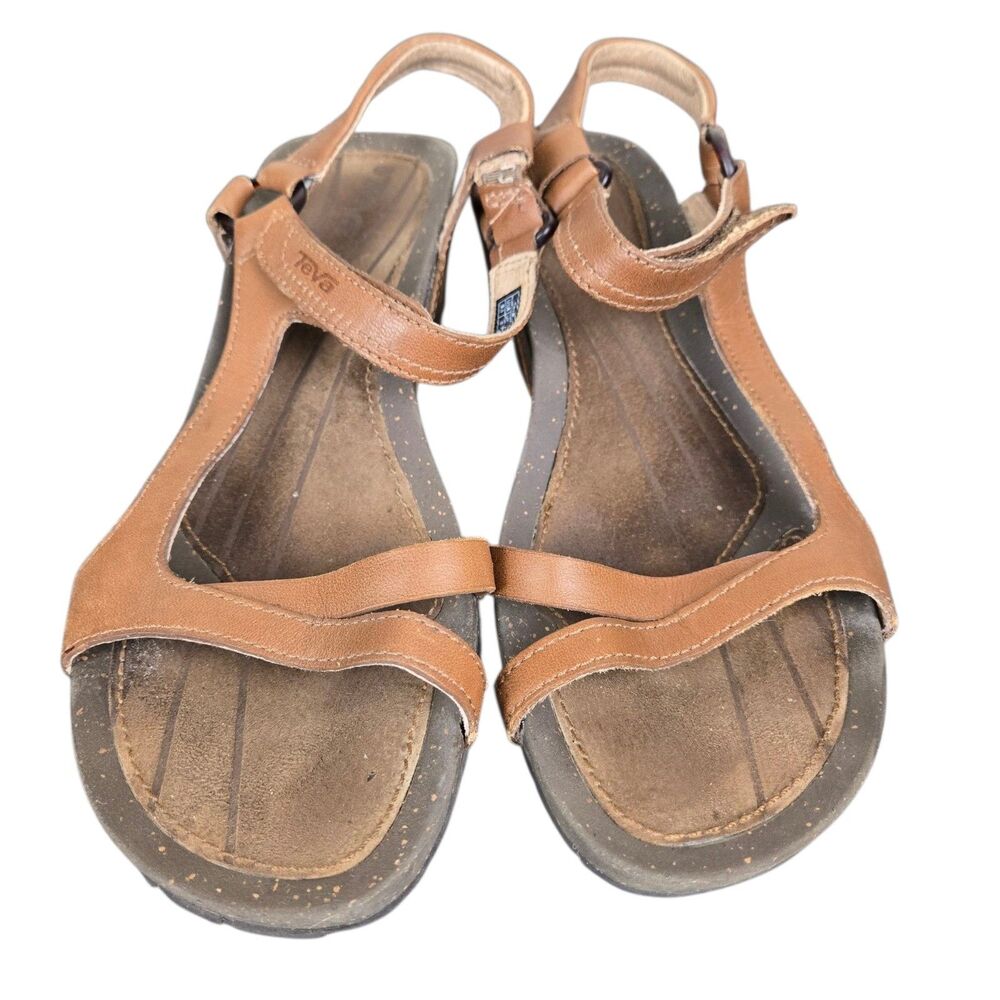 Teva Cabrillo 1001027 Strap Wedge Sandals Brown Leather Size 9.5 Ankle Strap - Picture 7 of 12
